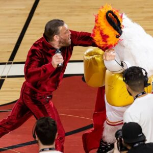 conor mcgregor knocks out miami heat mascot in failed product promotion sends him to hospital